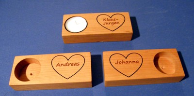 Teelichter mit gravierten Namen